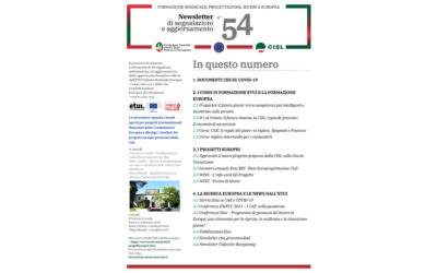 Newsletter Formazione Progettazione Ricerca Europea N°54