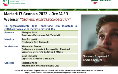 Martedì 17 Gennaio 2023 – Ore 14.30 Webinar “GIOVANI, QUESTI SCONOSCIUTI?”