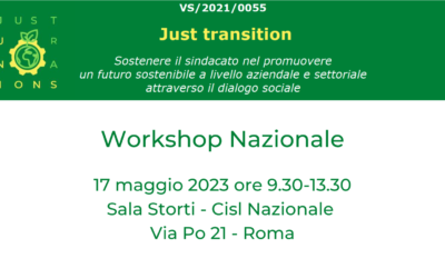 Il 17 maggio, a Roma,il workshop nazionale del progetto europeo Just Transition